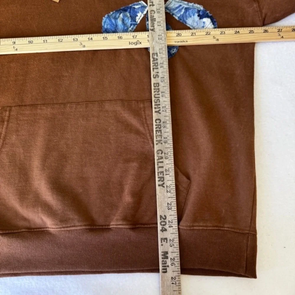 Upcycled VSTR Brown Quilted Patchwork Floral Hoodie Mens M Womens L Art Boho NWT